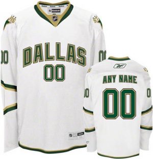 Män NHL Dallas Stars Tröjor Skräddarsydda Reebok Tredje Vit Authentic