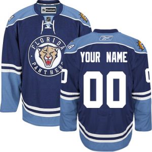 Män NHL Florida Panthers Tröjor Skräddarsydda Reebok Tredje marinblå Authentic