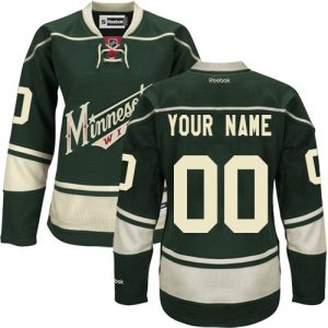 Dam NHL Minnesota Wild Tröjor Skräddarsydda Reebok Tredje Grön Authentic