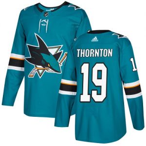 Män NHL San Jose Sharks Tröjor 19 Joe Thornton Authentic Teal Grön  Hemma